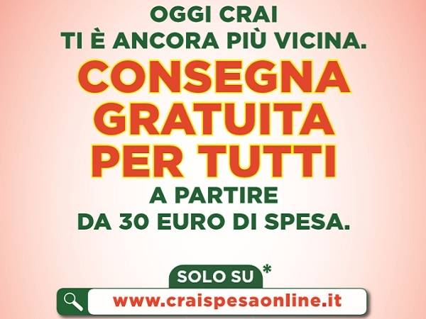 Technoretail - CRAI Spesa Online offre la consegna gratuita fino alla fine di Aprile 