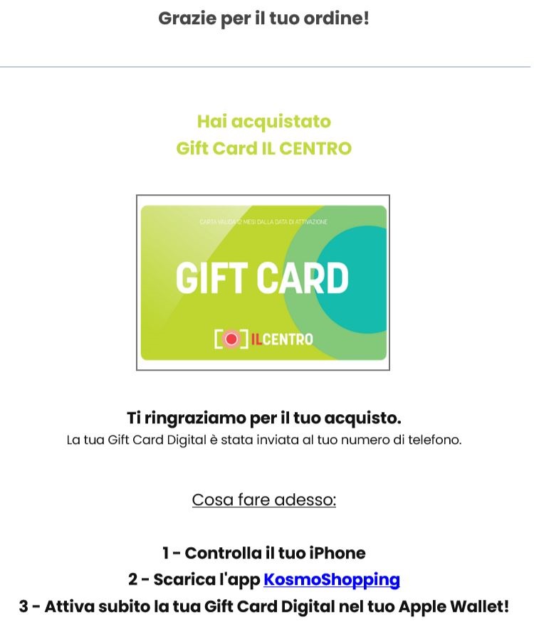 Technoretail - A IL CENTRO la Gift Card diventa digitale 