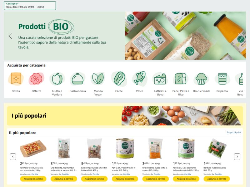 Technoretail - I servizi di spesa Cortilia disponibili per i clienti Amazon di Milano 