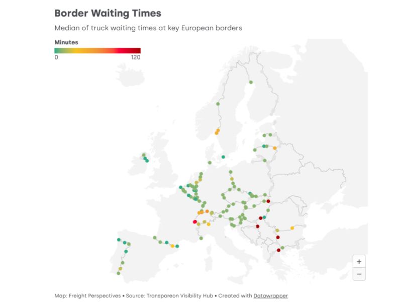 Technoretail - Live Border Status Map monitora i tempi di attesa alle frontiere UE 