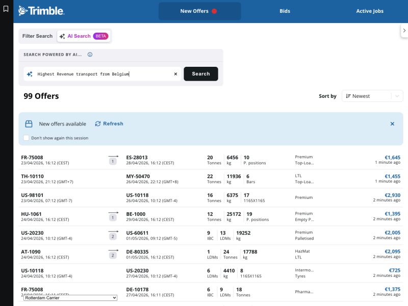 Technoretail - Transporeon lancia la funzionalit&agrave; per semplificare la ricerca carichi 